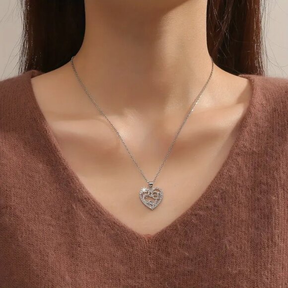 925 Silver Womens 1ct Diamond Heart Pendant Necklace Ladies New 16" 18" Jewelry - Picture 2 of 7